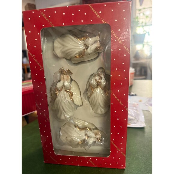 Vtg Y2K Dillard’s Trimmings Porcelain Musical Angel Ornament Set of 4 Christmas - Picture 1 of 6